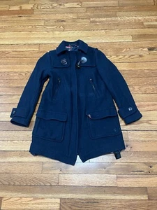 Joules Womens Peacoat Size 2 Navy Blue Wool Full Zip Lined Toggle Coat - Picture 1 of 8