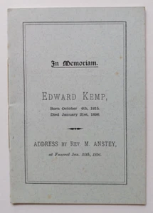 1896 Folleto In Memoriam Diácono Kemp Gallowtree Gate Leicester - Imagen 1 de 4