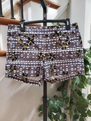 J. Pantalones cortos elásticos informales de tiro medio de poliéster multicolor Crew para mujer talla 8 Foto 1 de 4