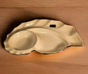 VTG Enchanto Pottery USA – 3-Section Cream Shell Dish | MCM 1950s Serveware - Picture 1 of 10