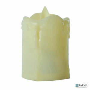 LED Flameless Short Dripping Pillar Flicker Candles, 12 Pack, Ivory - Picture 1 of 3