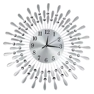 60cm Diamante Beaded Crystals Quartz Jeweled Wall Clock Home Decor Living Room - Picture 1 of 5
