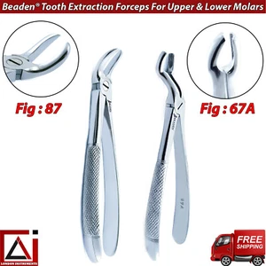 Tooth Extraction Forceps Fig 67A Upper Third Wisdom & Fig 87 Lower Molar Cowhorn - Picture 1 of 12
