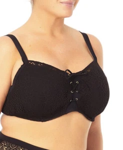 New Terra & Sky Womens Plus Crochet Lace Front Bikini Top Swimsuit Sz 3X 24W-26W - Picture 1 of 7