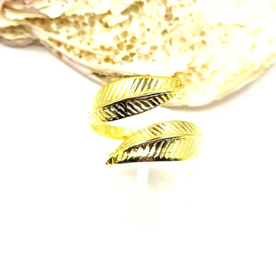 Anillo para mujer hoja de olivo enchapado en oro 925 de plata de ley Foto 1 de 4