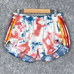 Aviator Nation Girls Tie Dye Retro Striped Athletic Shorts Size L Rainbow Summer - Picture 1 of 5