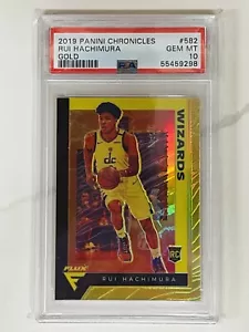 Rui Hachimura PSA 10 2019-20 Panini Chronicles Flux #582 Gold Prizm Rookie #6/10 - Picture 1 of 3