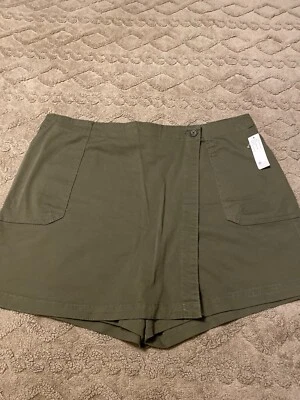 NINE WEST Skirt Skort Olive Green Size XXL Wrap Front Stretch Elastic Back Waist - Image 1 of 4