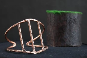 Handmade Pure Copper Cuff Bracelet For Women Wide Vintage Bangle Jewelry - Picture 1 of 7