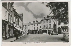 THE SQUARE FROM WEST STREET, AXMINSTER - Devon Postcard, Tuck - Picture 1 of 2