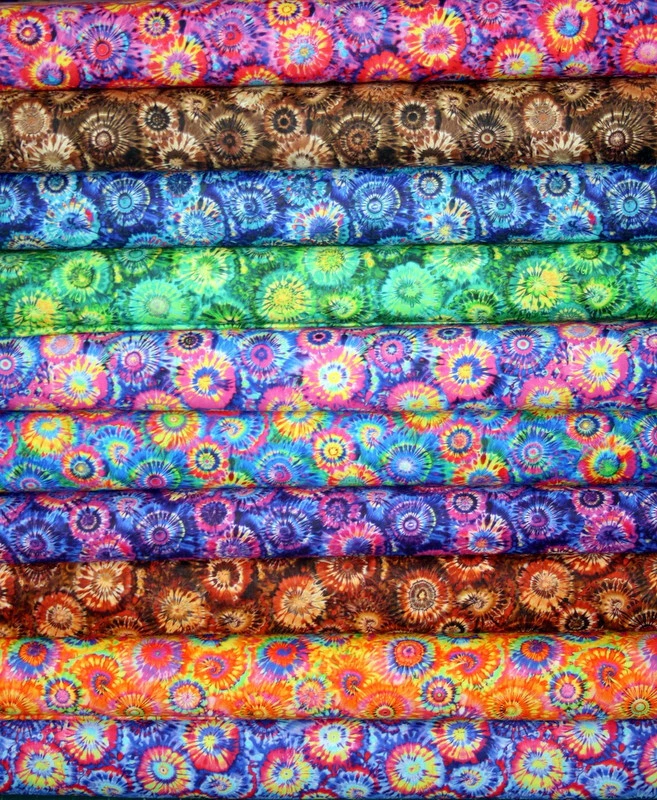 10 FAT QUARTERS HAPPY TIE DYE  FROM MARSHALLS DRY GOODS - 100% COTTON FABRIC - Image 1 of 1