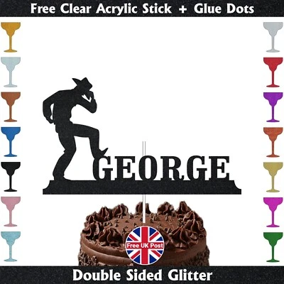 Personalised Custom Any Name Cowboy Cake Toppers Birthday Party Decorations UK - Image 1 of 2