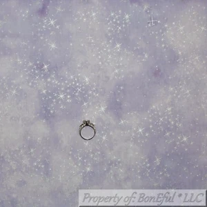 BonEful FABRIC FQ Cotton Quilt Purple Tonal Little Silver Metallic Glitter Star - Picture 1 of 14
