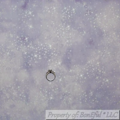 BonEful FABRIC FQ Cotton Quilt Purple Tonal Little Silver Metallic Glitter Star - Image 1 of 4