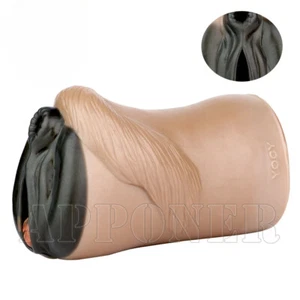 Dual Channel Silicone Men Masturbator Fantasy Masturbation Cup Realistic Vaginal - Picture 1 of 21