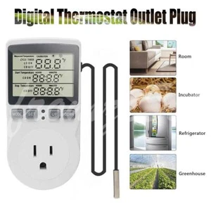 Temperature Controller Heating Cooling with Probe Digital Thermostat Outlet Plug - Picture 1 of 11