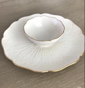 Lenox Dip-Veggie Dish-Eternal Pattern, Gold Trim - Picture 1 of 3