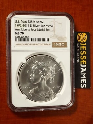 2017 D AMERICAN LIBERTY SILVER MEDAL NGC MS70 FROM THE 225TH ANNIVERSARY SET - Image 1 of 2