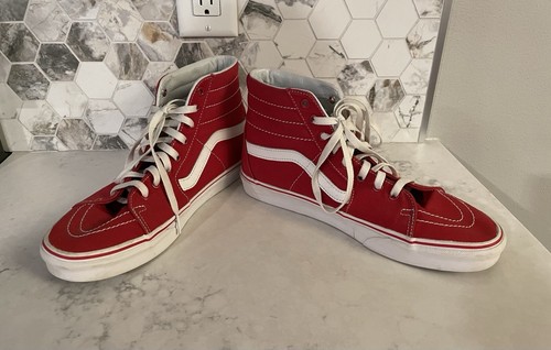 Scarpe da skateboard VANS Sk8 Hi rosse da uomo taglia 10 5
