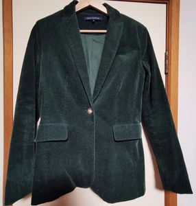 FRENCH CONNECTION Sz S 8 Bottle Green Cord Single Breasted Blazer Pockets - Picture 1 of 12