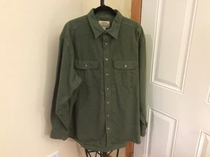 Cabelas Flannel Shirt Mens Tall XL Soft Chamois Olive Green All Season Weight - Picture 1 of 3