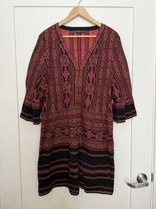 Peruvian Connection Tunic XXL Pima Cotton Bell Sleeve V Neck Aztec Ethnic Boho - Picture 1 of 10