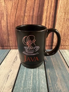 Taza de café JAVA Sun Microsystems de colección base de agarre de goma negra escritorio oficina RARA - Imagen 1 de 4