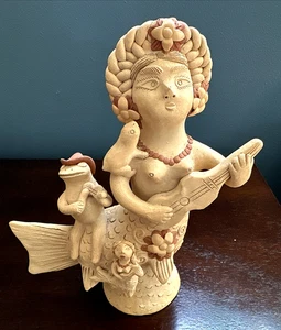 Oaxaca México Leticia García Blanco Figura Arcilla Sirena Mujer Rana 8.5" Firmada - Imagen 1 de 23