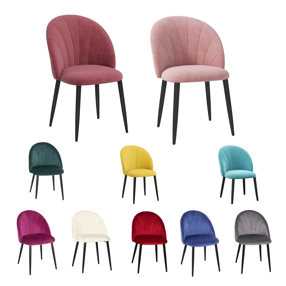 HOMCOM Set 2 Sedie per Sala da Pranzo Imbottite Design Nordico Velluto - Immagine 1 di 1