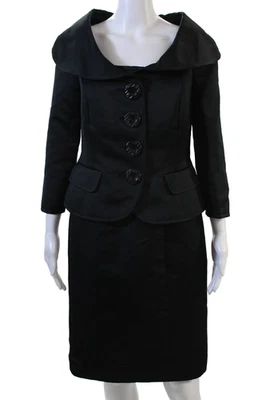Ellen Tracy Womens Button Down Blazer Sheath Dress Suit Black Size 10 Petite/2 - Image 1 of 4