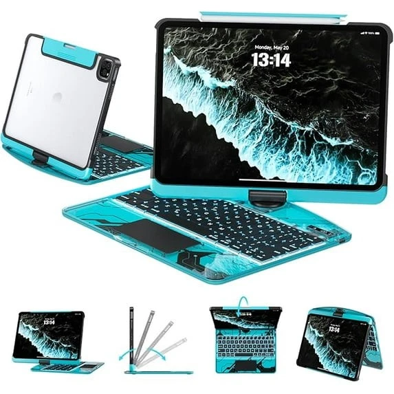 Novyke - iPad 2025 Compatible 360° Rotating Transparent Keyboard Case. - Image 1 of 4