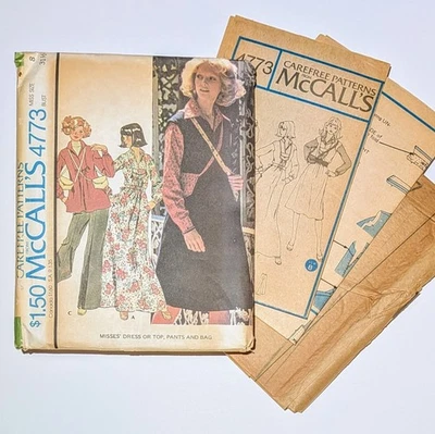 McCall's Vintage Pattern 4773 Misses' Dress or Top, Pants & Bag Size 8 UNCUT - Image 1 of 4