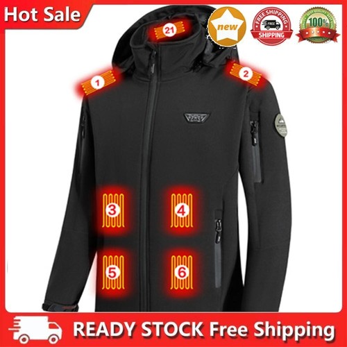 VETEMENTS Giacca Riscaldata 21 Aree Cappotto Sport Outdoor Campeggio Caldo Abbigliamento Riscaldato (Nero L)