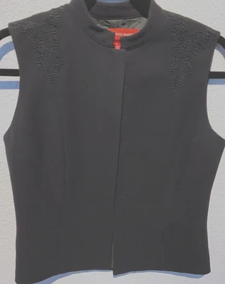 Chaleco negro Y2K Anne Klein bordado ligeramente recortado talla 4R excelente estado Foto 1 de 4