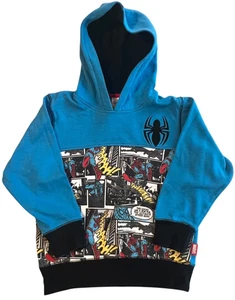 Disney Spiderman Sweatshirt Boys 5-6 pullover Hoodie Blue - Picture 1 of 7