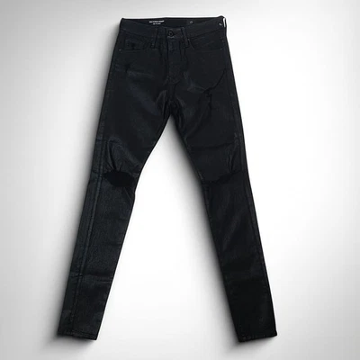 AG Adriano Goldschmied The Farrah Skinny Distressed Women's 27 Black Leatherette - Image 1 of 4