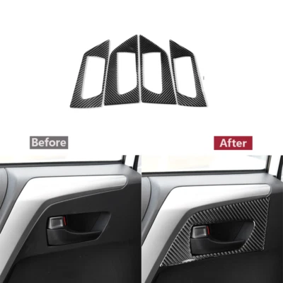 Отделка рамы внутренней дверной ручки из углеродного волокна 4 шт. для Toyota RAV4 2014-2018 - Изображение 1 из 4