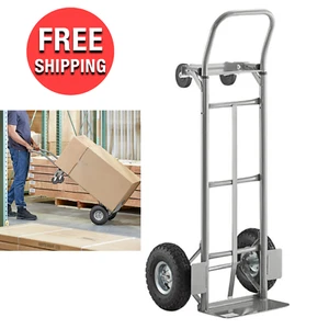 2-in-1 Convertible Hand Truck Dolly Cart Gray Platform with 10" Pneumatic Wheel - Picture 1 of 12