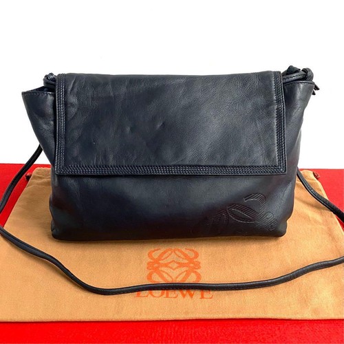 Borsa donna vintage Loewe logo anagramma pelle tracolla poshet blu navy edizione limitata