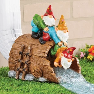 Helping Hand Gnome Downspout Cover Extension Statue Resin Garden Rain Gutter - Picture 1 of 3