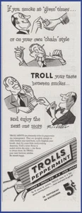 Vintage 1946 TROLLS Mints Peppermint Wintergreen Smoking Candy 40's Print Ad - Picture 1 of 1