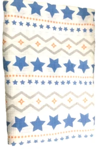 Aden + Anais Swaddle Blanket Multi Receiving Baby Lovey Cotton Muslin Blue Stars - Picture 1 of 11