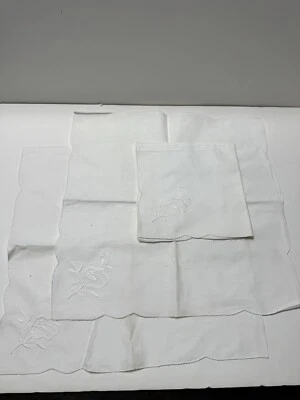 Vintage Ladies Hankie Embroidered Beige Edges & Floral Design 15x15” - Image 1 of 4