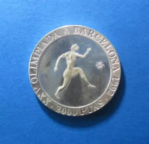 SPANIEN 2000 PESETEN 1990 GRIECHISCHER LAUFENDER SILBER KM 864 #5184# - Bild 1 von 3