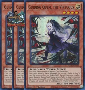 Yugioh! 3x Guiding Quem, the Virtuous RA04-EN043 ultra raro primera edición casi nuevo - Imagen 1 de 1