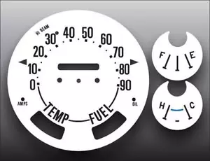 White Face Gauges for 1972-1975 Jeep CJ5 Full Numbers 90 MPH - Picture 1 of 4