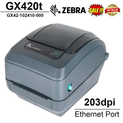 Zebra GX420t 203DPI Ethernet Port Thermal Transfer Label Printer GX42-102410-000 - Image 1 of 4