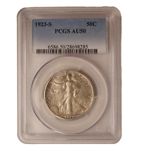 1923  S  WALKING LIBERTY HALF DOLLAR ** PCGS AU50 **NICE COIN*** FREE SHIP 762 - Picture 1 of 4