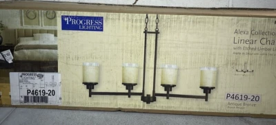 Progress Lighting Alexa Collection 4-Light Antique Bronze Chandelier with Glass - Image 1 of 4