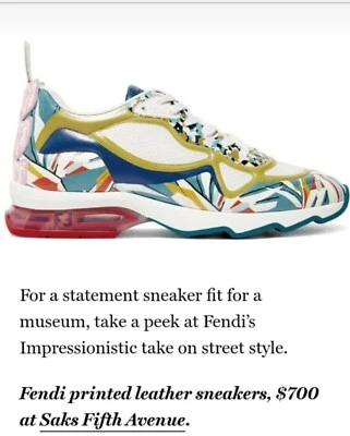 Zapatilla deportiva Fendi para mujer talla 38 EUR de diseño rápido de malla de cuero recortada $699 Foto 1 de 4